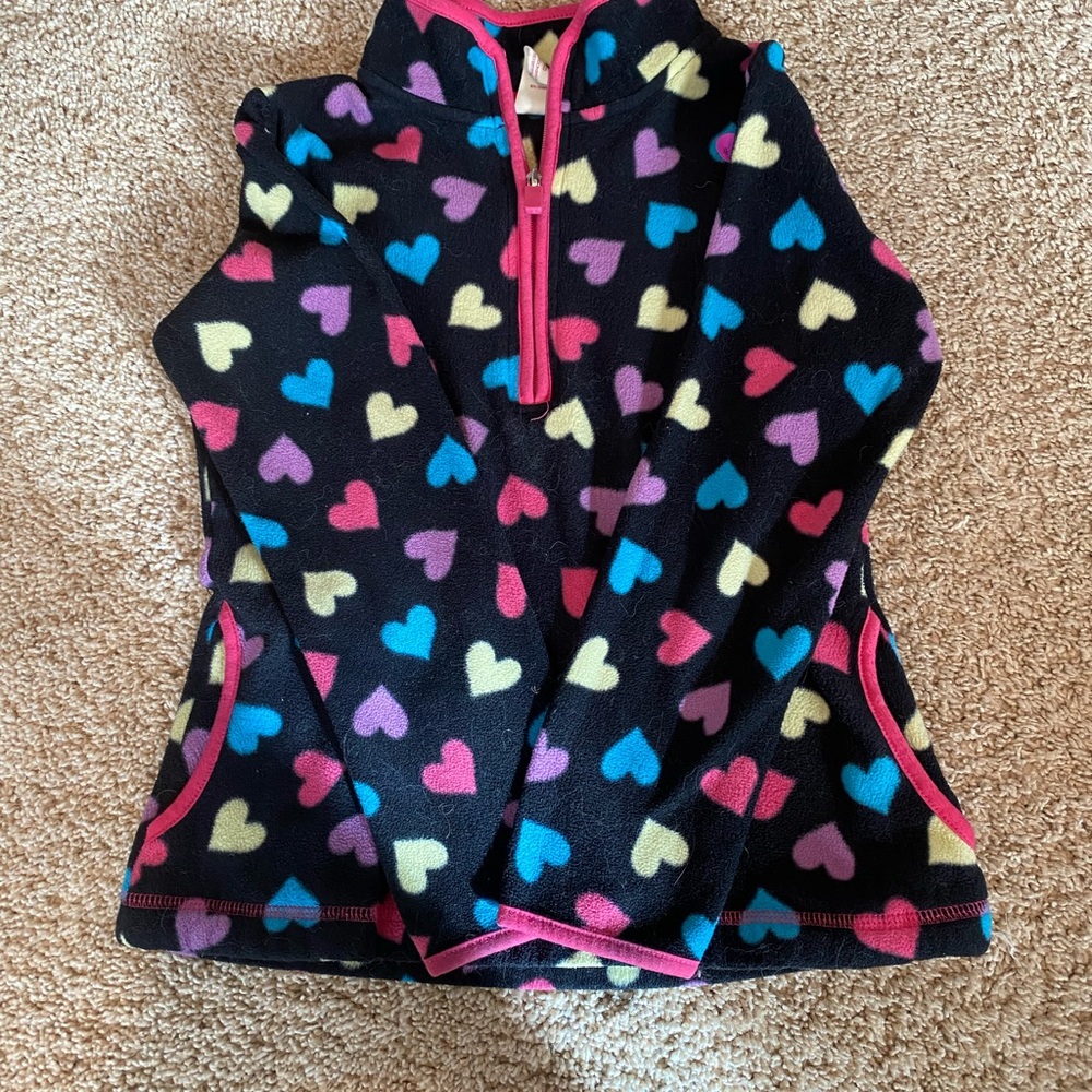 Colorful Heart Print Fleece Pullover